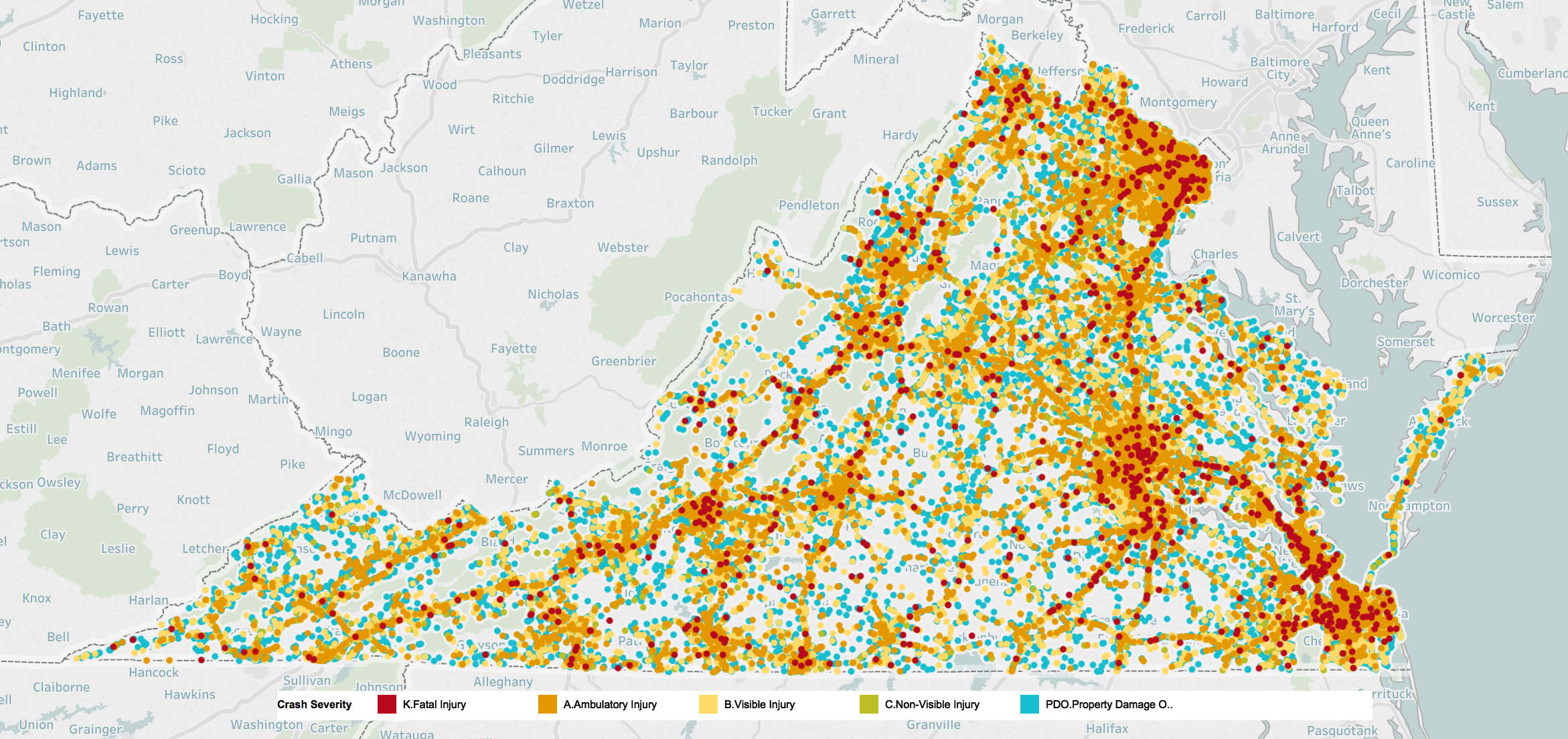 Virginia Distracted Driving Collisions 20112016